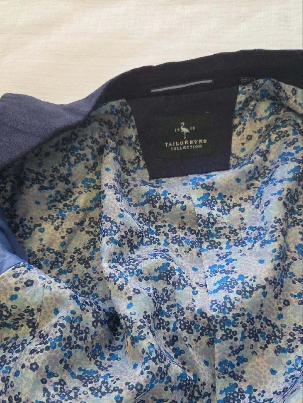 Tailorbyrd Navy Sport Coat with Floral Lining
